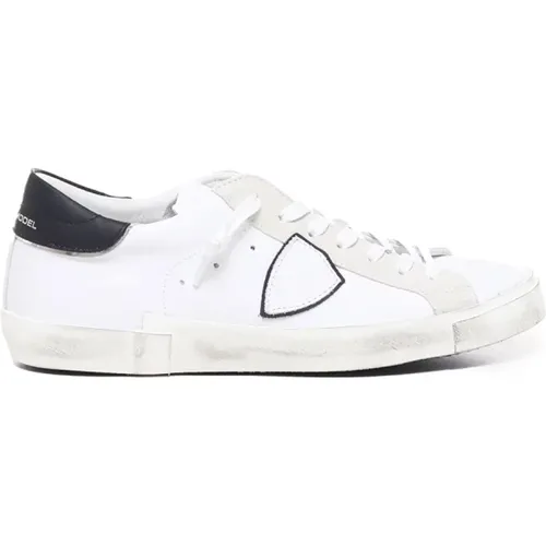 Leather Sneakers with Contrasting Heel , male, Sizes: 8 UK, 9 UK, 6 UK, 11 UK - Philippe Model - Modalova