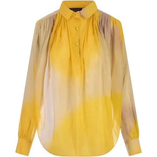 Silk Shaded Effect Shirt Yellow , female, Sizes: M - Gianluca Capannolo - Modalova