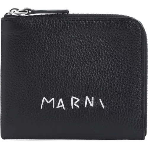 Leather Wallet with Zipper Closure , male, Sizes: ONE SIZE - Marni - Modalova