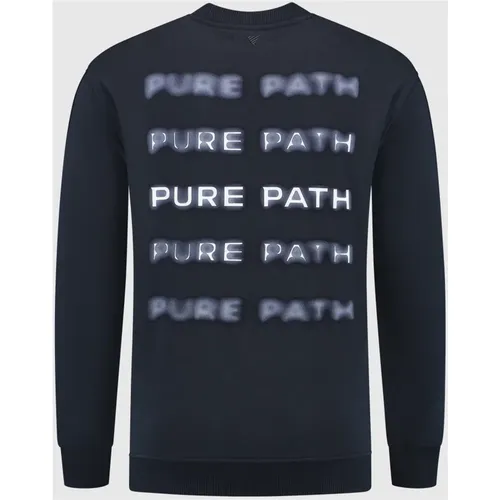 Blurred Wordmark Sweater Herren Dunkelblau , Herren, Größe: M - Pure Path - Modalova