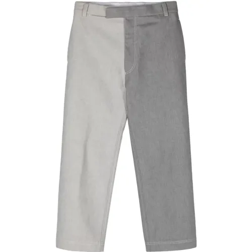 Classic Grey Two-Tone Trousers , male, Sizes: S, XL, M, L - Thom Browne - Modalova