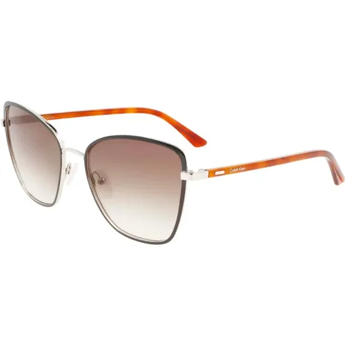 Brown Light Havana Sunglasses , female, Sizes: 56 MM - Calvin Klein - Modalova