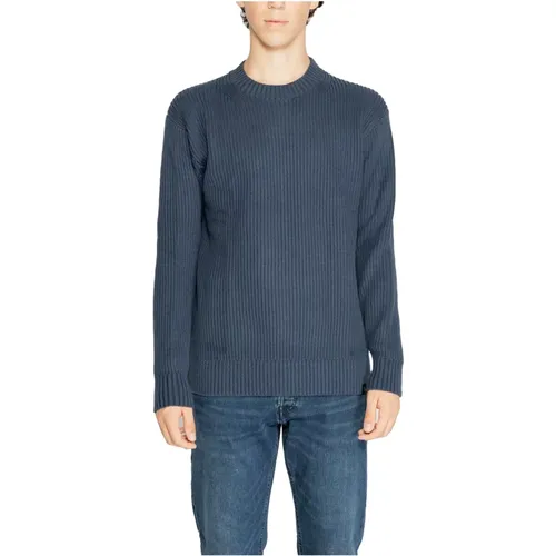 Blauer Strick Rundhals Pullover Herren , Herren, Größe: 2XL - Calvin Klein - Modalova