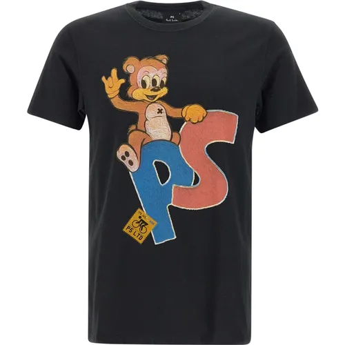 Schwarzes Teddy T-Shirt mit Logodruck , Herren, Größe: M - Paul Smith - Modalova