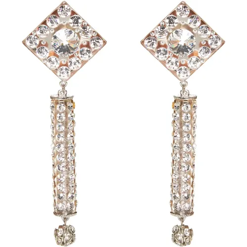 Crystal Pendant Clip-On Earrings , female, Sizes: ONE SIZE - Alessandra Rich - Modalova