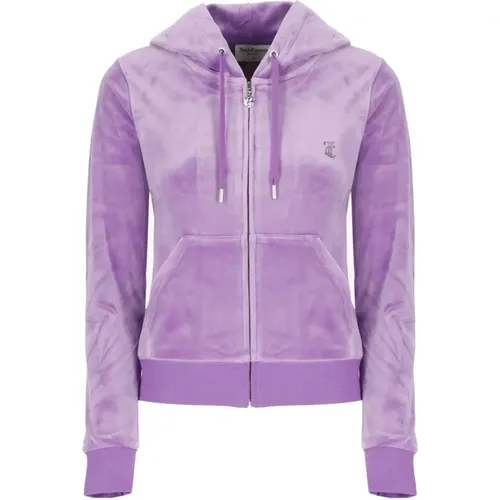 Lila Hoodie mit Strass-Logo , Damen, Größe: S - Juicy Couture - Modalova