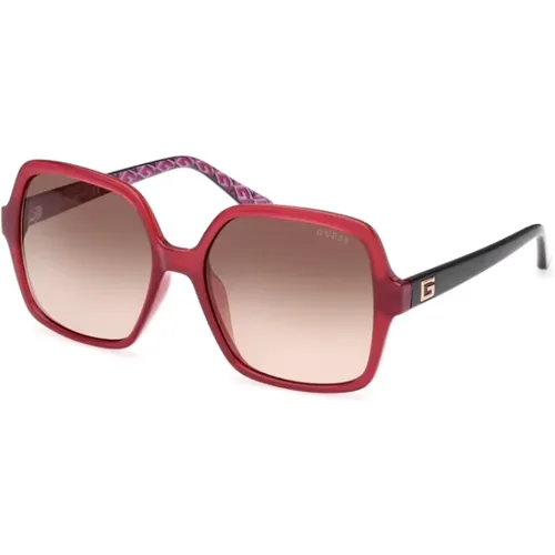 Moderne Oversize-Sonnenbrille in Bordeaux , Damen, Größe: 57 MM - Guess - Modalova