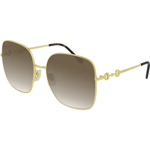 Gold/Brown Shaded Sunglasses , female, Sizes: 61 MM - Gucci - Modalova