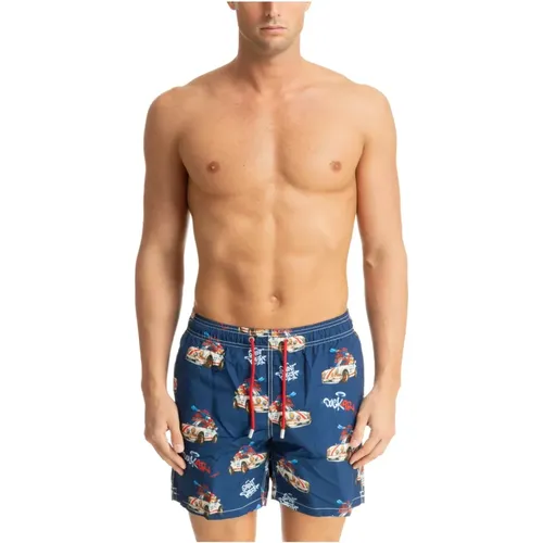 Abstrakte Duck Swim Shorts mit Kordel , Herren, Größe: L - MC2 Saint Barth - Modalova