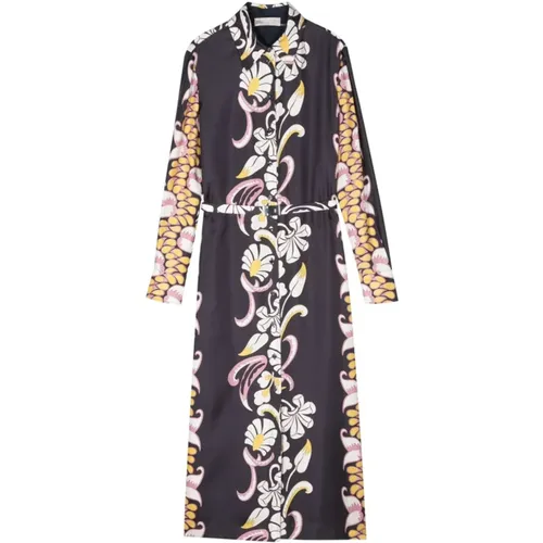 Silk Satin Tropical Print Dress , female, Sizes: XS - TORY BURCH - Modalova