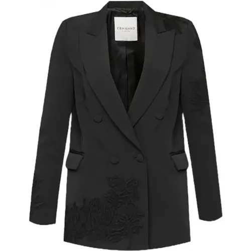 Double-Breasted Jacket Button Closure Side Pockets Straight Hem , female, Sizes: S, XS - Ermanno Scervino - Modalova