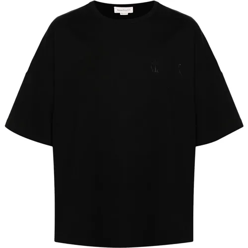 Schwarzes T-Shirt mit Oversized-Logo , Herren, Größe: M - alexander mcqueen - Modalova