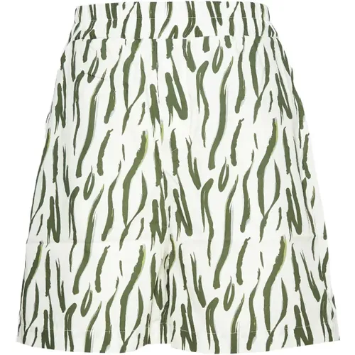 White and Green Animal Print Bermuda Shorts , male, Sizes: L, XL - 4Giveness - Modalova