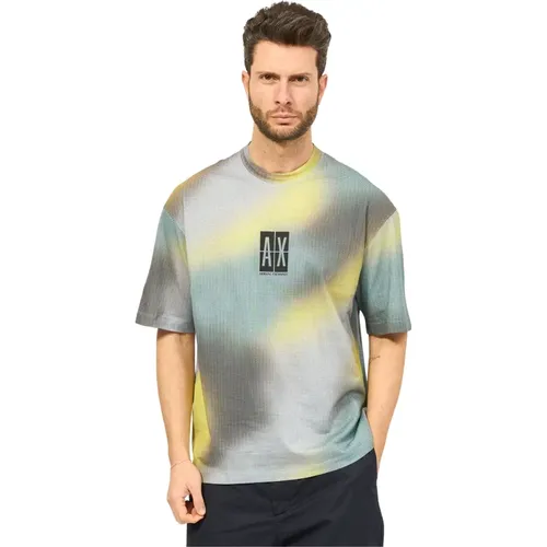 Herren Holographisches Print T-shirt , Herren, Größe: L - Armani Exchange - Modalova