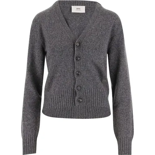 Graue Wolle-Kaschmir-Mischung Cardigan - Ami Paris - Modalova