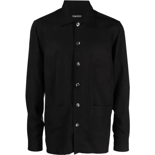 Long Sleeve Lyocell Shirt , male, Sizes: 3XS, XL - Tom Ford - Modalova