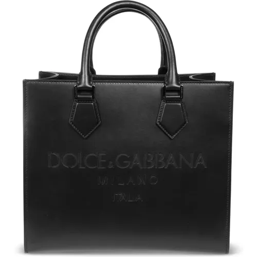Schwarze Shopping Logo Tono Su Tono Tasche - Dolce & Gabbana - Modalova