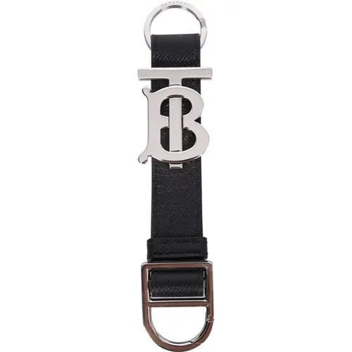 Grained Leather Keychain, Stylish and Sophisticated , male, Sizes: ONE SIZE - Burberry - Modalova