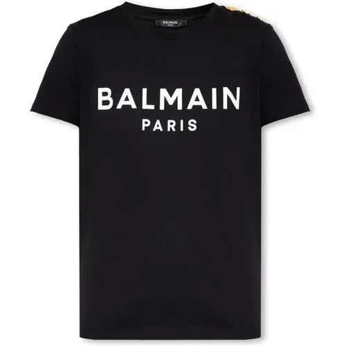 T-Shirt mit Logo , Damen, Größe: XS - Balmain - Modalova