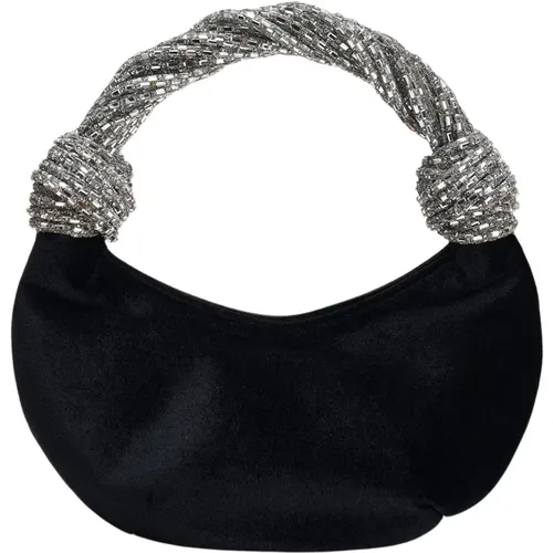 Schwarze Diamond Velvet Handtasche , Damen, Größe: ONE Size - Hibourama - Modalova