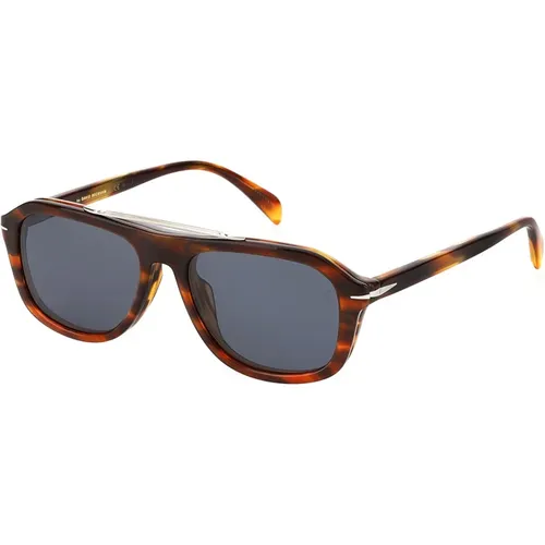 DB 7006/G/Cs Sunglasses in Brown Horn/Blue Clip-On , male, Sizes: 54 MM - Eyewear by David Beckham - Modalova