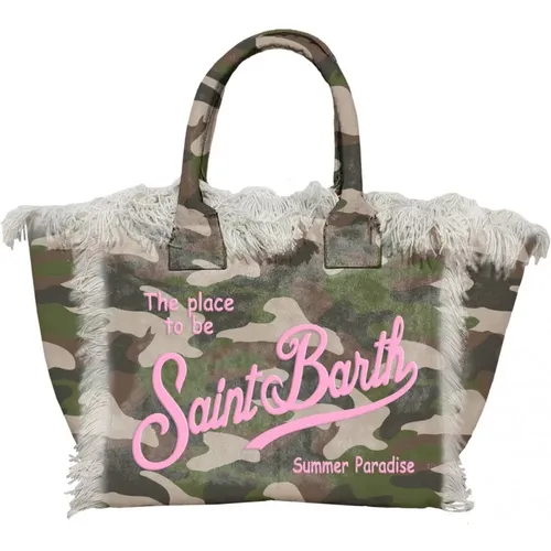 Camouflage Vanity Bag with Fringes , female, Sizes: ONE SIZE - MC2 Saint Barth - Modalova