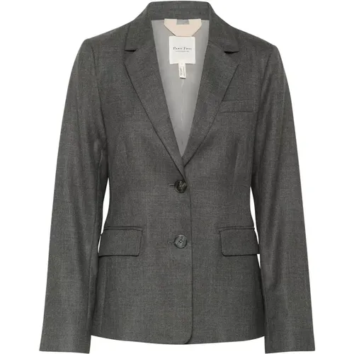 Grauer Flanell Melange Blazer Jacke , Damen, Größe: 2XL - Part Two - Modalova