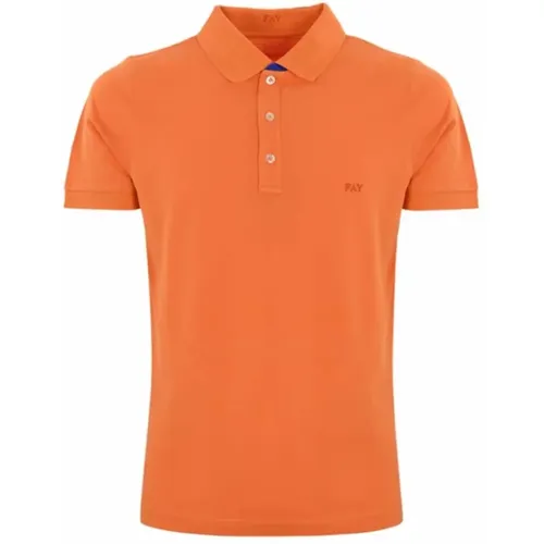 Bicolor Polo Shirt mit Doppelkragen , Herren, Größe: L - Fay - Modalova