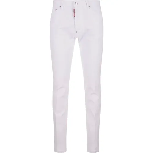 Weiße Slim Fit Jeans mit mittelhoher Taille , Herren, Größe: L - Dsquared2 - Modalova