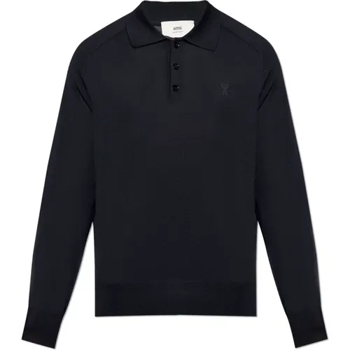 Sweater with a collar , male, Sizes: L - Ami Paris - Modalova