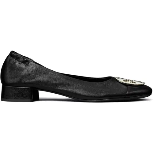 Schwarze Leder Slip-On Schuhe mit Double T - TORY BURCH - Modalova