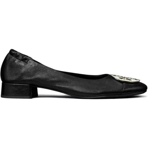 Schwarze Leder Slip-On Schuhe mit Double T , Damen, Größe: 36 1/2 EU - TORY BURCH - Modalova