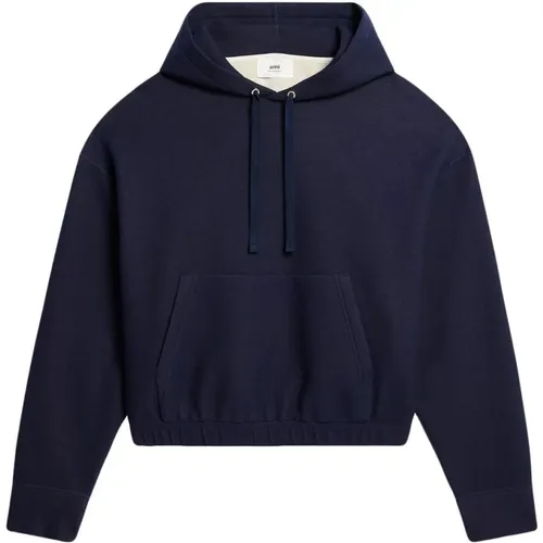 Gemütlicher Navy-Blauer Hoodie für Männer , Herren, Größe: M - Ami Paris - Modalova