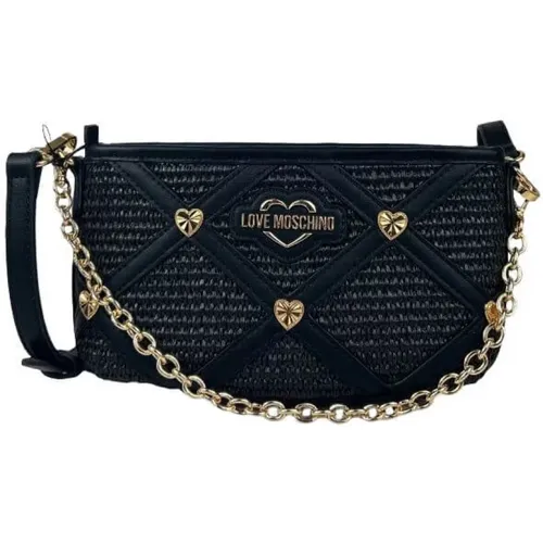 Rafia Schwarze Baguette Kette Schulter , Damen, Größe: ONE Size - Love Moschino - Modalova