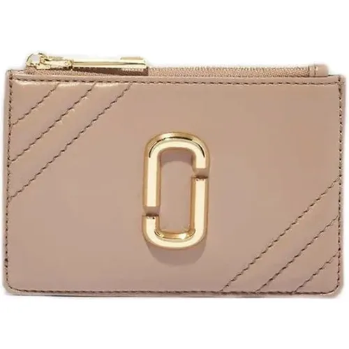 Lambskin Zipper Wallet with Emblem , female, Sizes: ONE SIZE - Marc Jacobs - Modalova