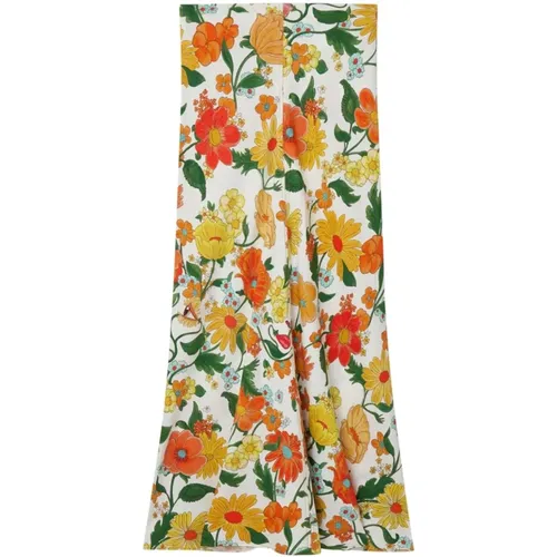 Blumenmuster Midi Rock , Damen, Größe: 2XS - Stella Mccartney - Modalova