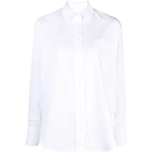 Weißes Popeline-Logo-Hemd , Damen, Größe: 2XS - Victoria Beckham - Modalova