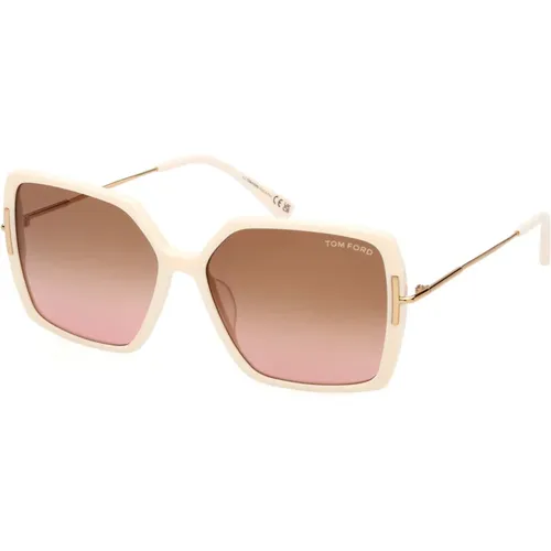 Joanna Sunglasses Ivory/Brown Shaded , female, Sizes: 59 MM - Tom Ford - Modalova