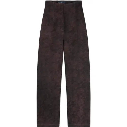 Burgundy Jacquard Linen Blend Pants , female, Sizes: L, XS, M, XL - Cortana - Modalova