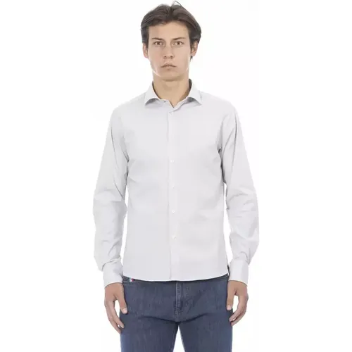 Graues Baumwoll Slim Fit Hemd , Herren, Größe: M - Baldinini - Modalova