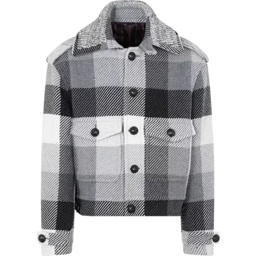 Grey Checkered Wool Coat , male, Sizes: L - ETRO - Modalova