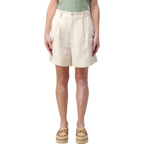 Weiße Shorts mit Gürtelschlaufen - Woolrich - Modalova