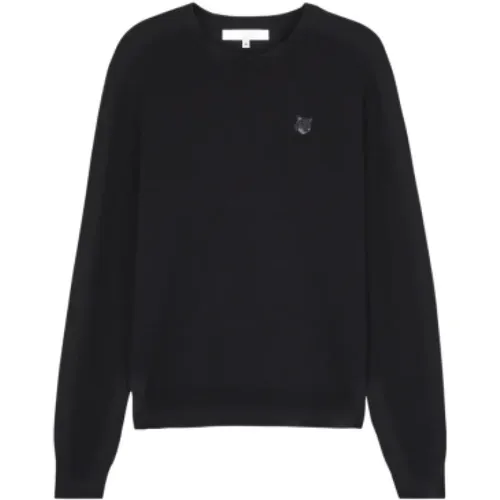 Wool Sweater with Fox Patch , male, Sizes: S - Maison Kitsuné - Modalova