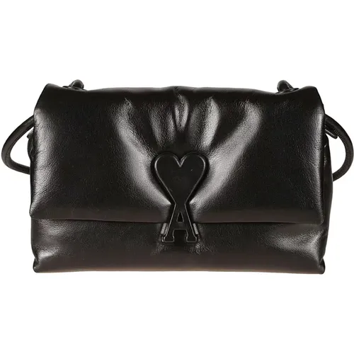 Smooth Leather Shoulder Bag , female, Sizes: ONE SIZE - Ami Paris - Modalova