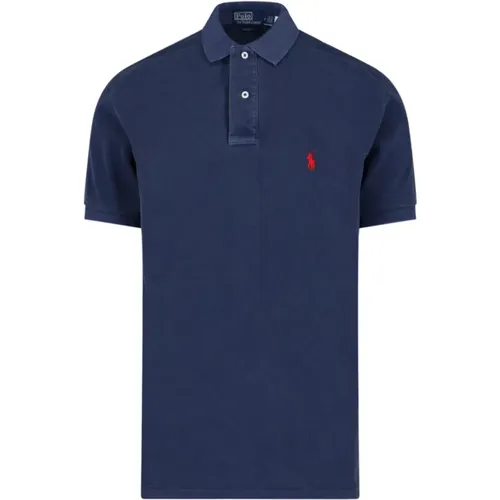 Klisches blaues Baumwoll-Poloshirt , Herren, Größe: 2XL - Ralph Lauren - Modalova