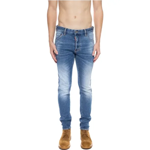 Blaue Distressed Skinny Jeans , Herren, Größe: XL - Dsquared2 - Modalova