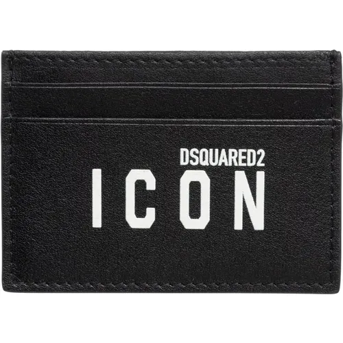 Plain Credit Card Holder with Logo , male, Sizes: ONE SIZE - Dsquared2 - Modalova