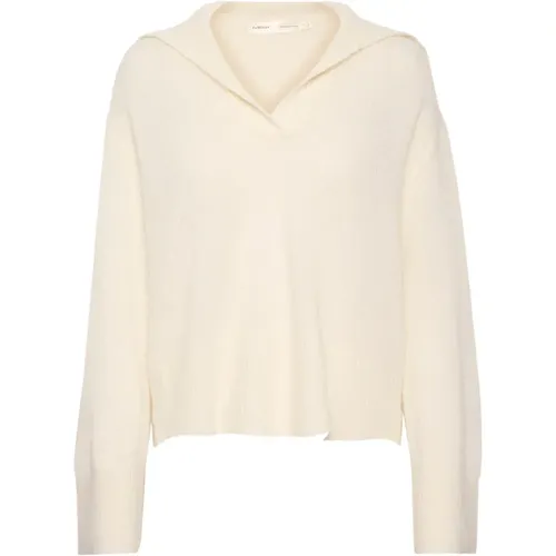 Weißer V-Ausschnitt Pullover , Damen, Größe: L - InWear - Modalova