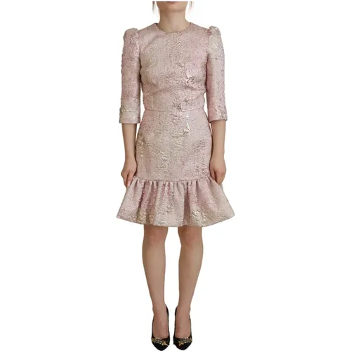 Rosa Jacquard Sheath Midi Kleid - Dolce & Gabbana - Modalova