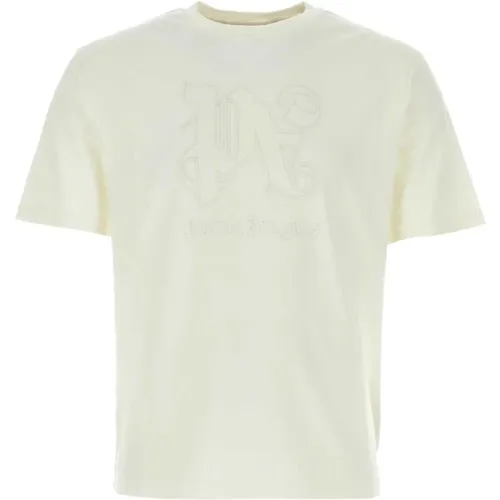 Ivory Baumwoll T-Shirt,T-Shirts - Palm Angels - Modalova